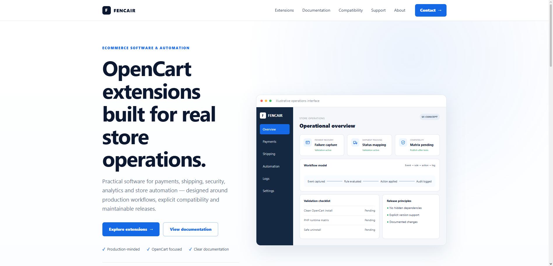 Fencair Payment Recovery administration interface